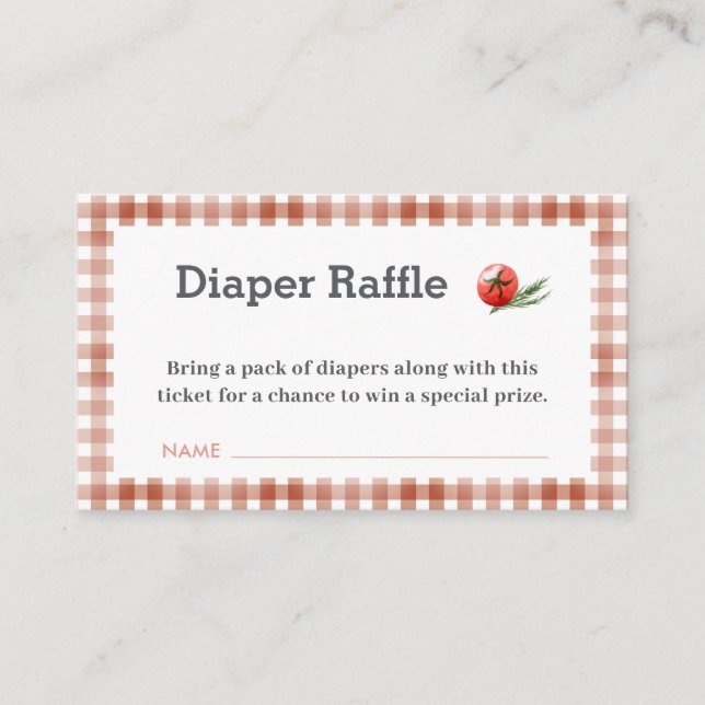 Tarjeta De Recepción Parrillada neutral Baby Shower Diaper Raffle (Anverso)