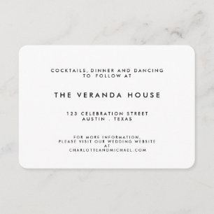 Tarjeta De Recepción Parte movible moderno blanco elegante de la boda