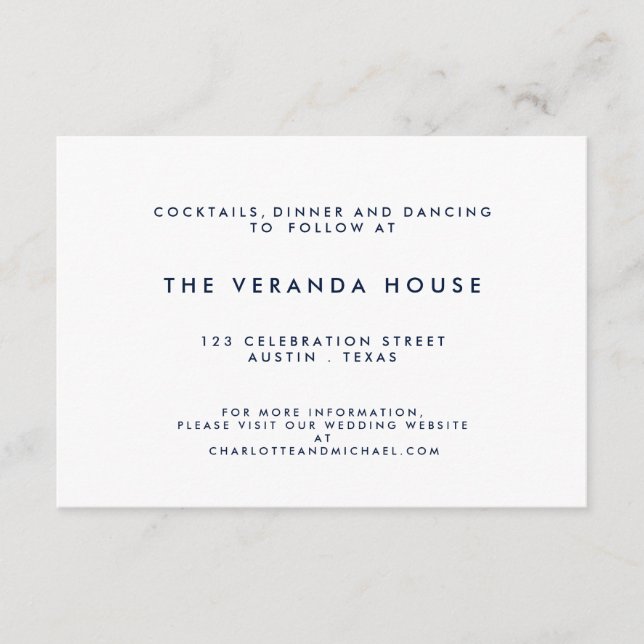 Tarjeta De Recepción Parte movible moderno de la boda de la raya blanca (Anverso)