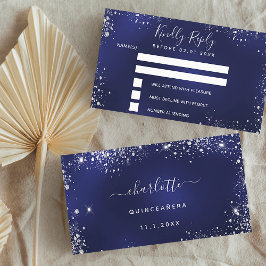 Tarjeta De Recepción Partido de cumpleaños, purpurina de plata azul mar
