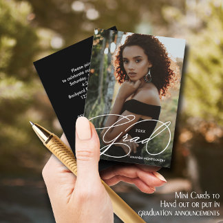 Tarjeta De Recepción Partido de Graduación Elegante de Fotografía Peque