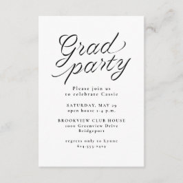 Tarjeta De Recepción Partido de graduación simple blanco y negro