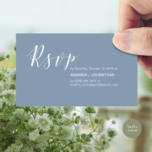 Tarjeta De Recepción Partido de la Boda Moderna RSVP, en azul turbio