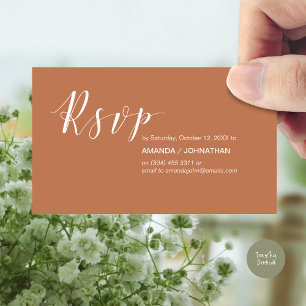 Tarjeta De Recepción Partido de la Boda Moderna RSVP, en costra de cobr