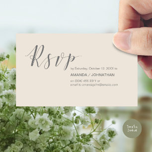 Tarjeta De Recepción Partido de la Boda Moderna RSVP, en crema gris osc