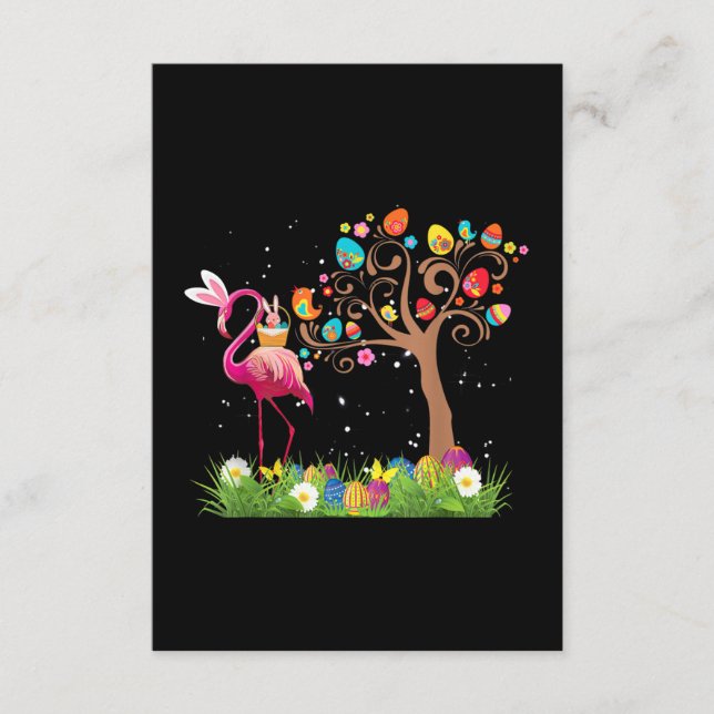 Tarjeta De Recepción Pascua de Bunny Flamingo 2021 | Amantes del flamen (Anverso)