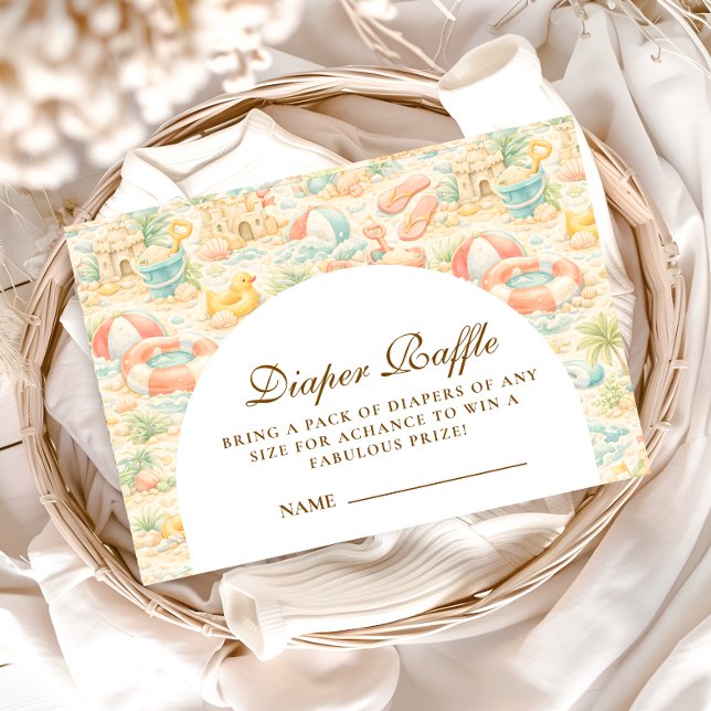 Tarjeta De Recepción Pastel Beach Animals  Diapper Raffle (Subido por el creador)