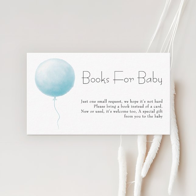 Tarjeta De Recepción Pastel Blue Balloon Boy Baby Shower Books Request (Subido por el creador)