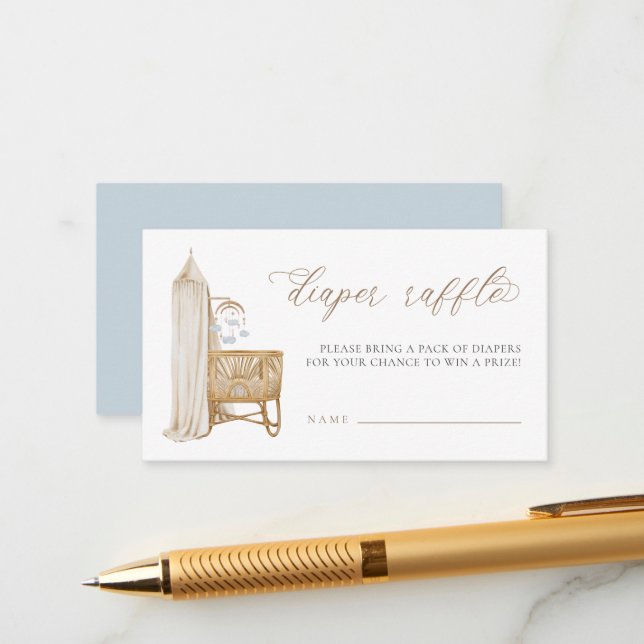 Tarjeta De Recepción Pastel Blue Boho Baby Brunch Diaper Raffle (Anverso/Reverso In Situ)