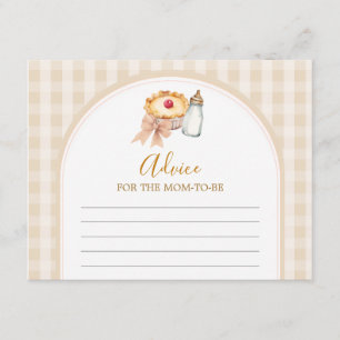Tarjeta De Recepción Pastel Cutie Pie Gingham Baby Shower Advice Mom