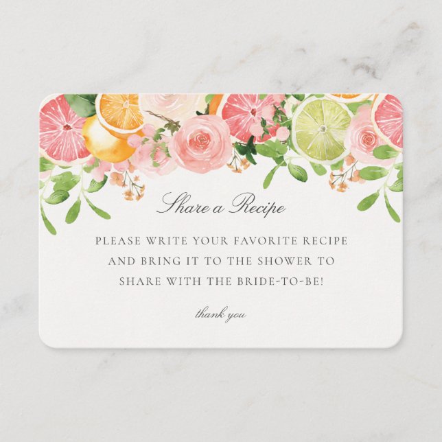 Tarjeta De Recepción Pastel de cítricos Floral Compartir una receta Ins (Anverso)