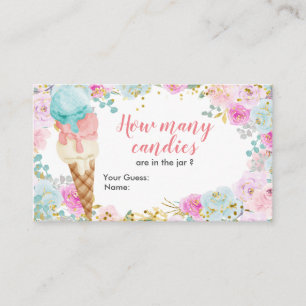 Tarjeta De Recepción Pastel De Hielo Cream Floral Adivina Cuántos Canal