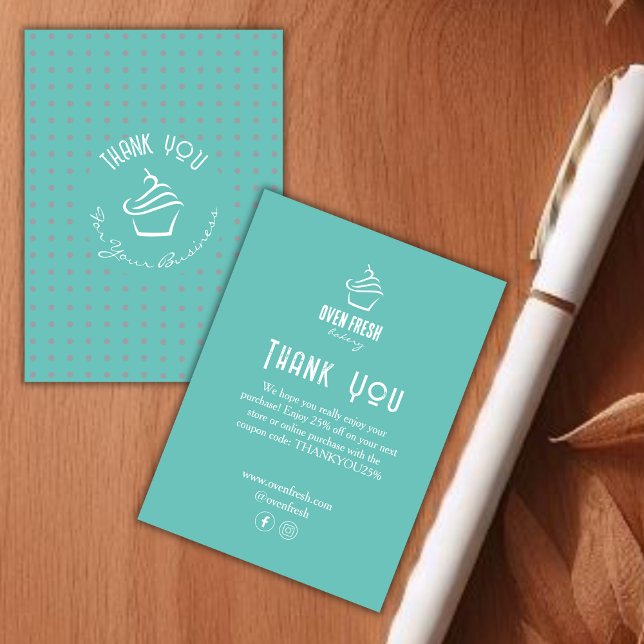 Tarjeta De Recepción Pastel de pastelería Panadería Polka puntos verdes (Subido por el creador)