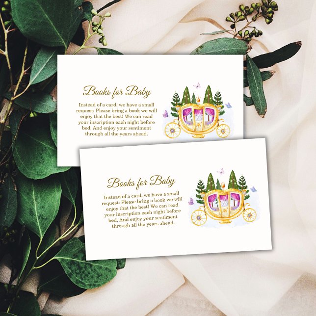 Tarjeta De Recepción Pastel Fairy Princess Carriage Books Baby Shower (Pastel Fairy Princess Carriage Books Baby Shower Enclosure Card)