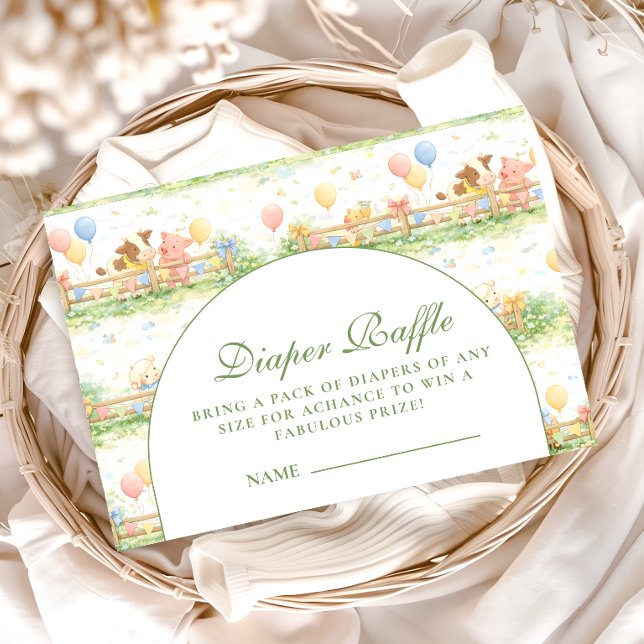 Tarjeta De Recepción Pastel Farm Animals Garden Diapper Raffle (Subido por el creador)