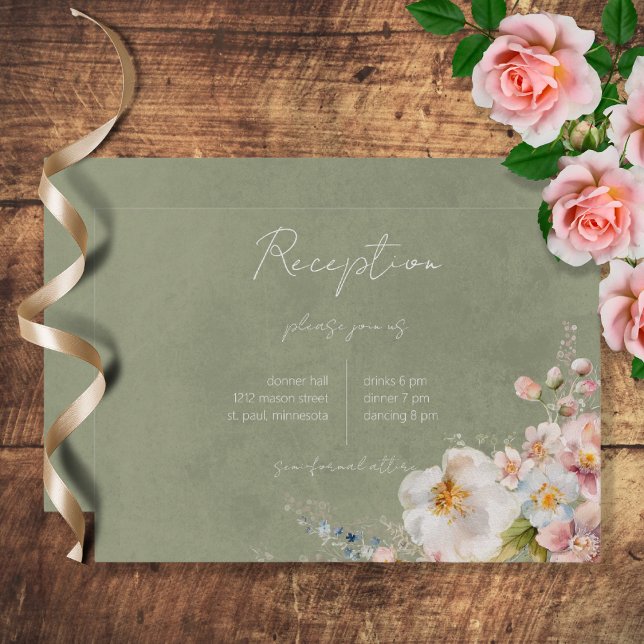 Tarjeta de recepción Pastel Floral Moderno de Boda (Subido por el creador)