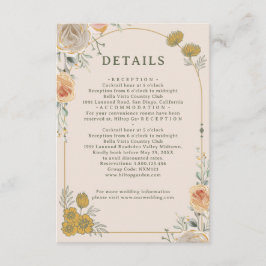 Tarjeta De Recepción Pastel Gold Floral Wedding Enclosure Card 