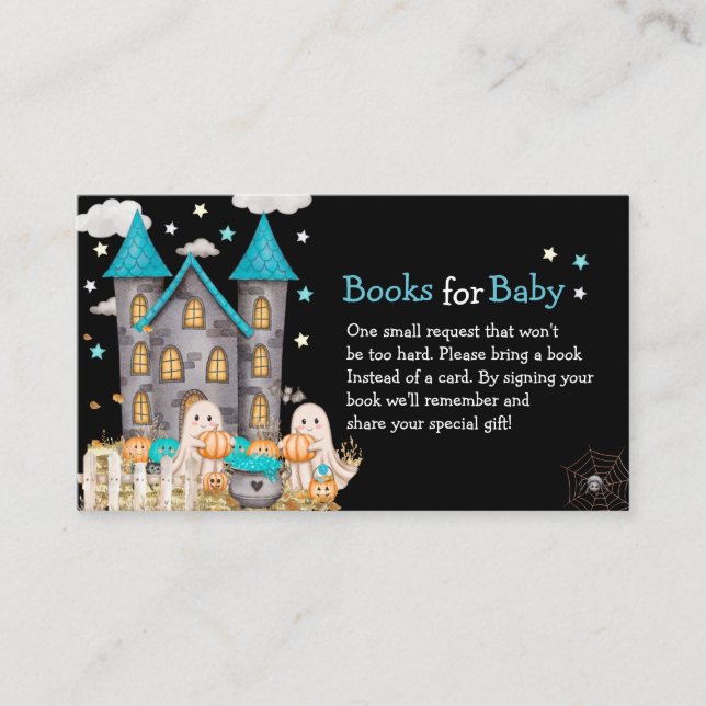 Tarjeta De Recepción Pastel Halloween Pequeño Boo Boy Baby Shower (Anverso)
