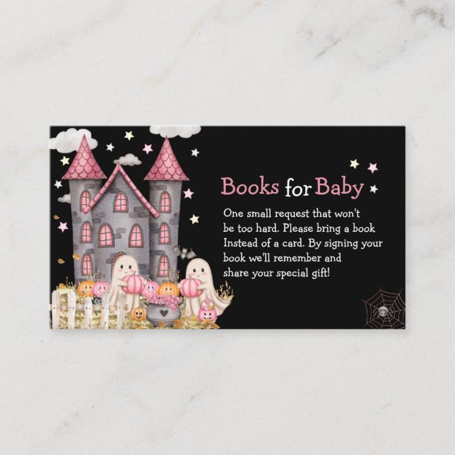 Tarjeta De Recepción Pastel Halloween Pequeño Chica de Boo Baby Shower (Anverso)