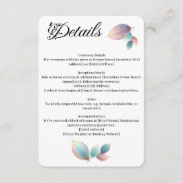 Tarjeta De Recepción Pastel irlandés deja Boda Pastels Dreamy