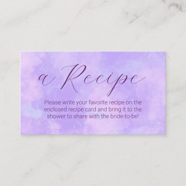Tarjeta De Recepción Pastel Lilac Clouds Bridal Shower Comparte una rec (Anverso)