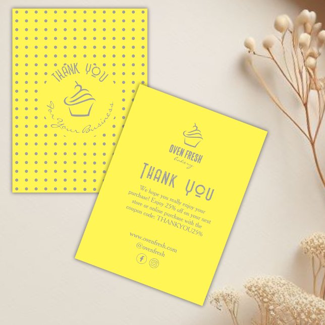 Tarjeta De Recepción Pastel pastelería Panadería Polka Dots Amarillo (Subido por el creador)