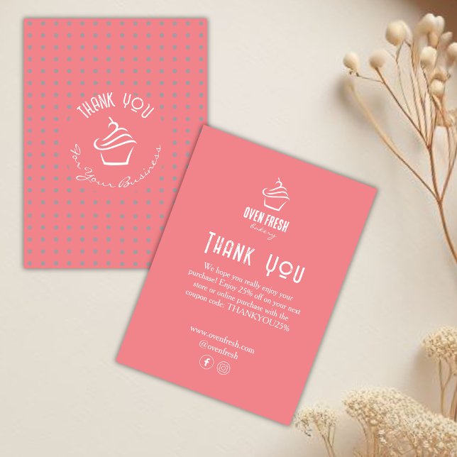 Tarjeta De Recepción Pastel pastelería Panadería Polka Dots Light Coral (Subido por el creador)