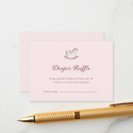 Tarjeta De Recepción Pastel Pink Cute Girl Baby Shower Diaper Raffle