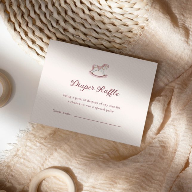 Tarjeta De Recepción Pastel Pink Cute Girl Baby Shower Diaper Raffle (Subido por el creador)