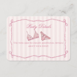 Tarjeta De Recepción Pastel Pink Lace Lingerie Shower Details