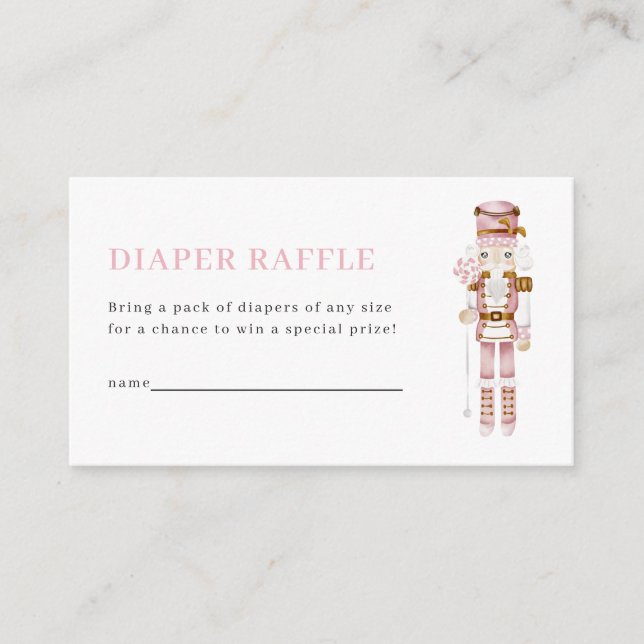 Tarjeta De Recepción Pastel Pink Nutcracker Diaper Raffle Card (Anverso)