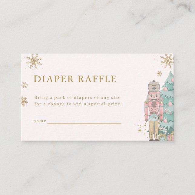 Tarjeta De Recepción Pastel Pink Nutcracker Diaper Raffle Card Baby  (Anverso)