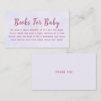 Tarjeta De Recepción Pastel Purple Pink Baby Shower Book Request