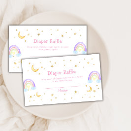 Tarjeta De Recepción Pastel Rainbow Moon Sky Diaper Raffle Baby Shower