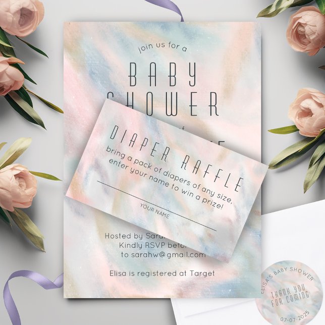 Tarjeta De Recepción Pastel Resumen Elegante PERSONALIZADO de Moda BABY (Pastel Abstract Elegant Chic CUSTOM BABY SHOWER Enclosure Card
)