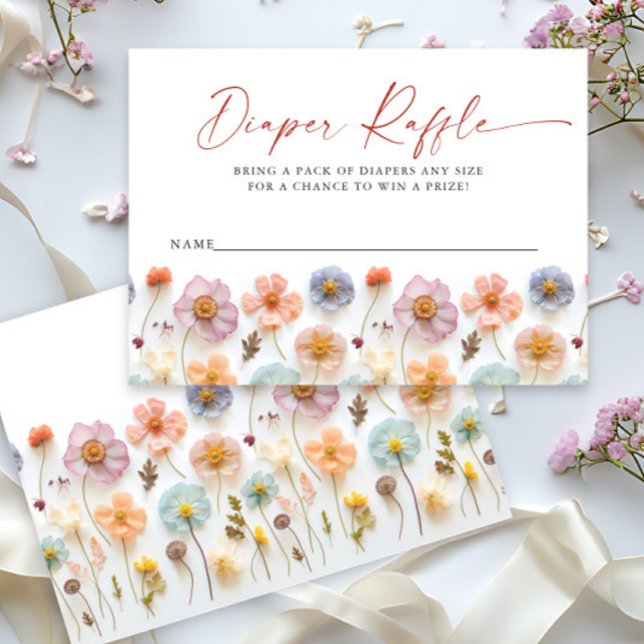 Tarjeta De Recepción Pastel Rosa Flor silvestre Baby Shower Diaper Raff (Subido por el creador)