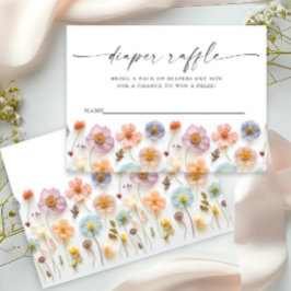 Tarjeta De Recepción Pastel Rosa Flor silvestre Baby Shower Diaper Raff