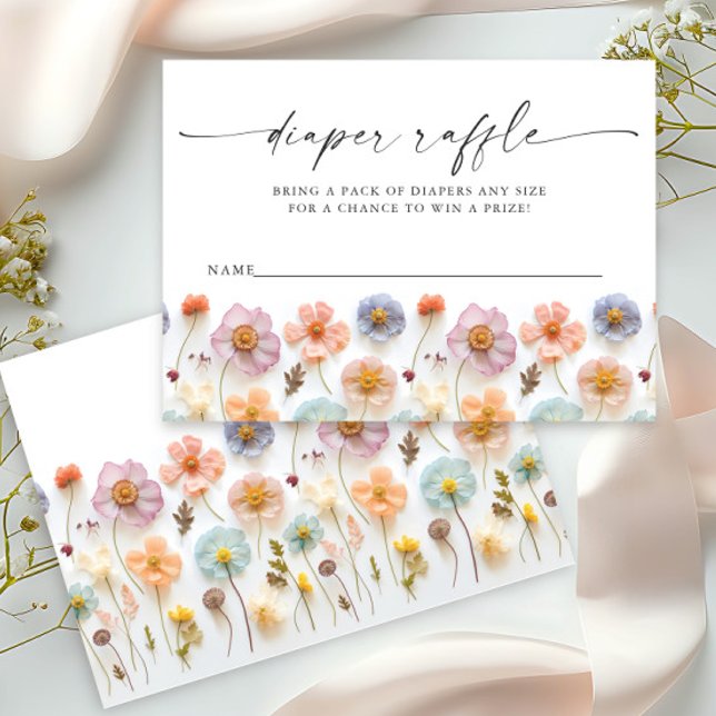 Tarjeta De Recepción Pastel Rosa Flor silvestre Baby Shower Diaper Raff (Subido por el creador)