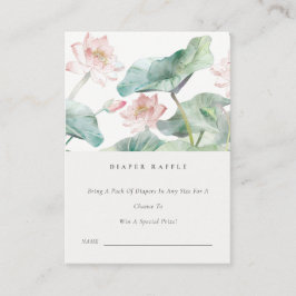 Tarjeta De Recepción Pastel Rubor Waterlily Diaper Raffle Baby Shower