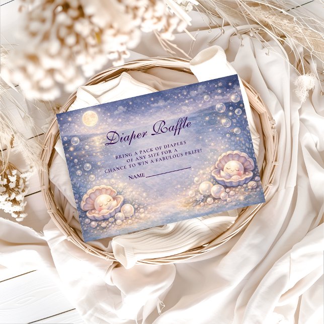 Tarjeta De Recepción Pastel Seashell Pearl Diapper Raffle (Subido por el creador)