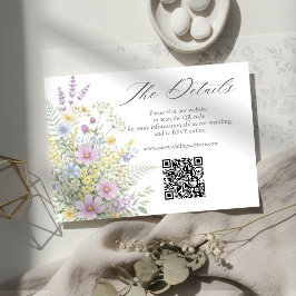 Tarjeta De Recepción Pastel Wildflower Floral Garden Wedding Website QR