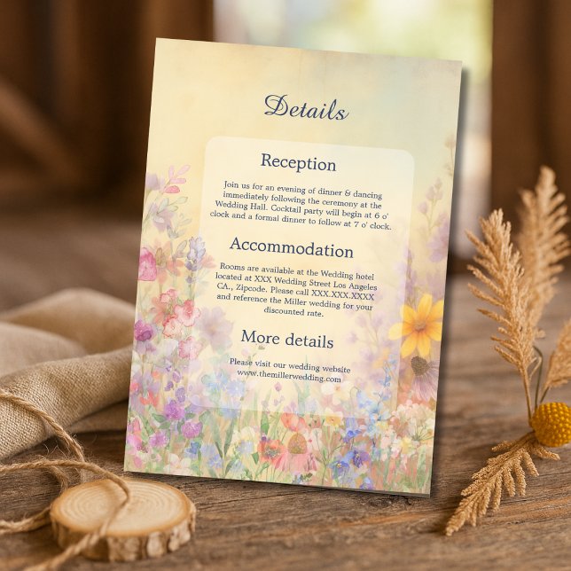 Tarjeta De Recepción Pastel Wildflower Meadow Barn Boda (Subido por el creador)