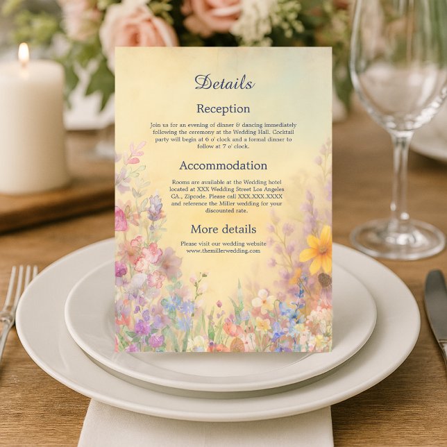 Tarjeta De Recepción Pastel Wildflower Meadow Barn Boda (Subido por el creador)