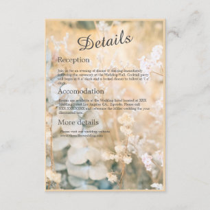 Tarjeta De Recepción Pastel Wildflower Meadow Boda