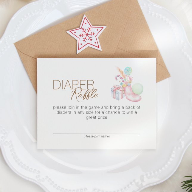 Tarjeta De Recepción Pastel Winter Wonderland Baby Shower Diaper Raffle (Subido por el creador)
