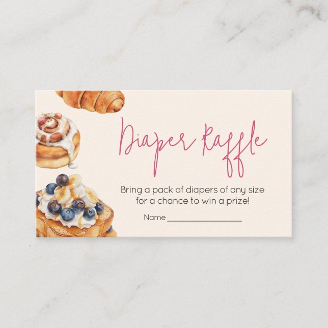 Tarjeta De Recepción Pasteles de pan de Brunch bebé Diaper Raffle (Anverso)