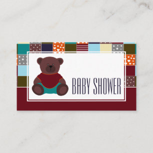Tarjeta De Recepción Patchwork Teddy Bear, Baby Shower Ticket Invite