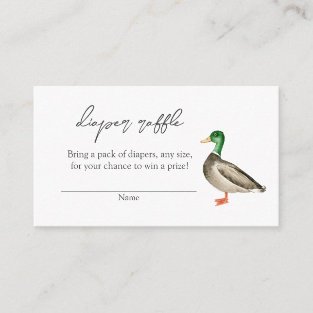 Tarjeta De Recepción Pato bohemio Raffle ducha bebé Insertar (Anverso)