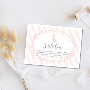 Tarjeta De Recepción Pato Silvestre con Lazo Rosa Coquette Gingham Bebé