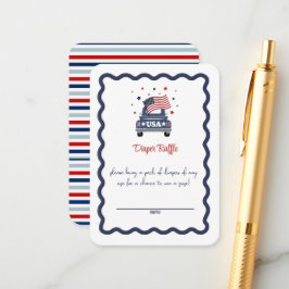 Tarjeta De Recepción Patriotic Baby Shower Diaper Raffle Card